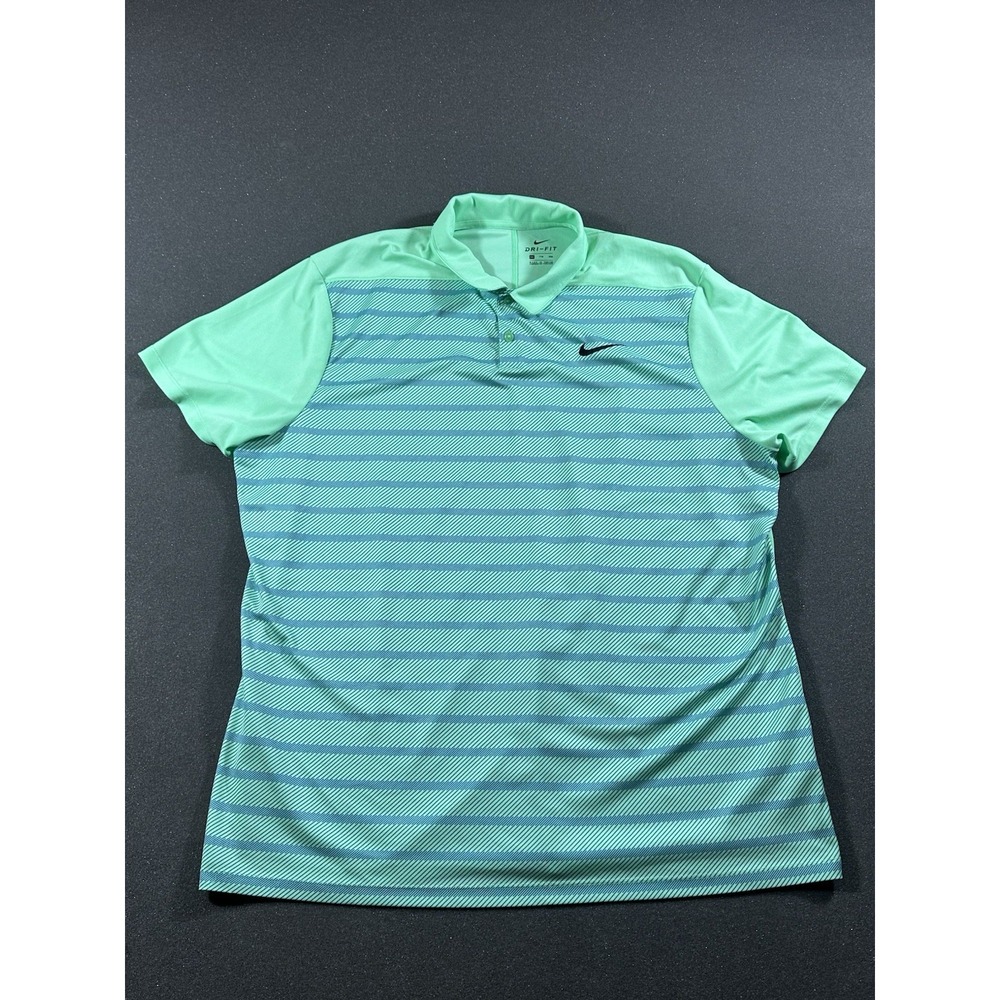 Nike Dri Fit Green Striped XXL Polo